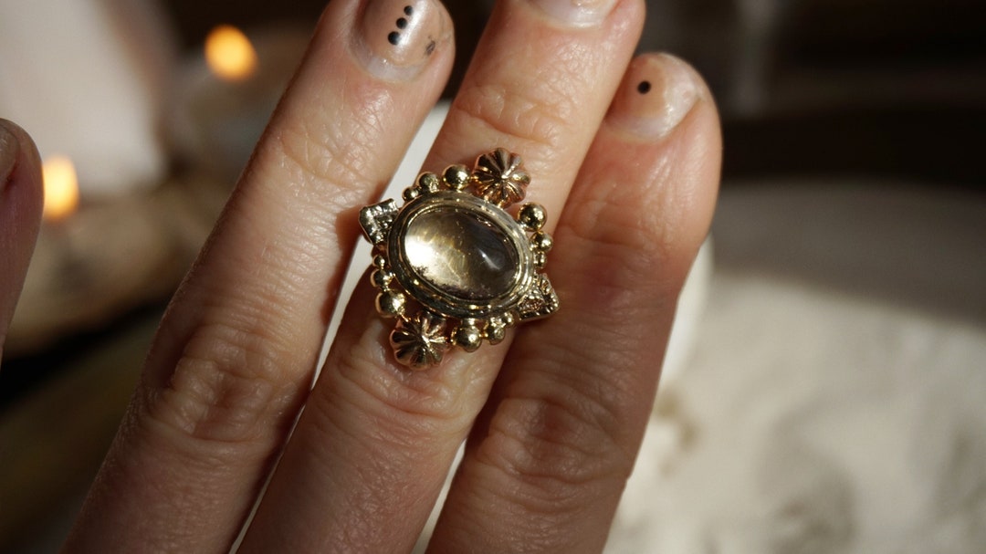 MOONSPIRIT Desert Rites Brass Ring With Garden Quartz Tribal Desert ...