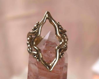 PORTAL OF SIROCCO • Handcrafted Brass Statement Ring • Arabesque Desert Wind Design
