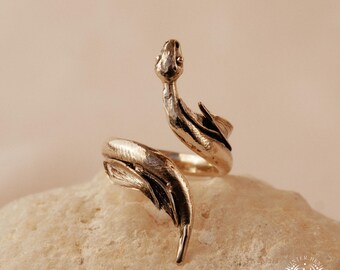 SERPENT •  Handmade Brass Serpent Ring • Adjustable Snake Jewelry