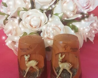 Vintage wooden salt and pepper shakers