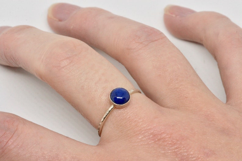 Five sterling silver stacking rings with a matching Lapis Lazuli ring Mix and match rings. Lapis Lazuli Stacking ring set