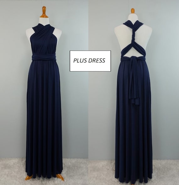 navy blue formal gown plus size