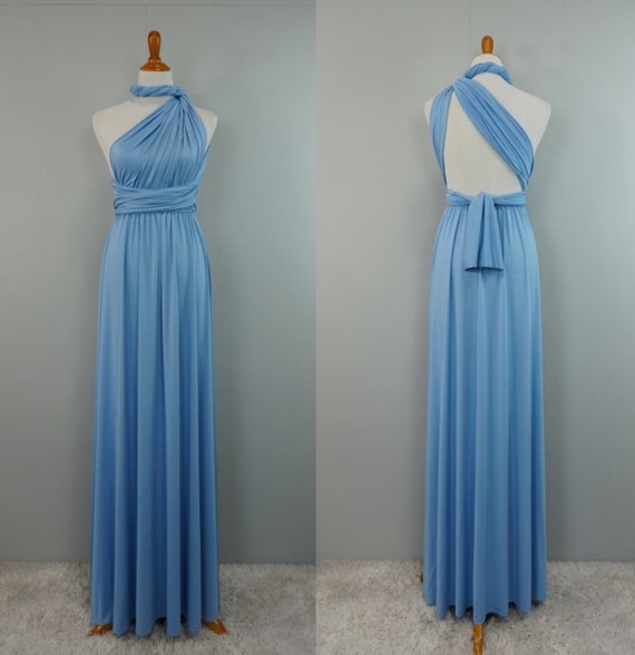 blue maxi bridesmaid dress