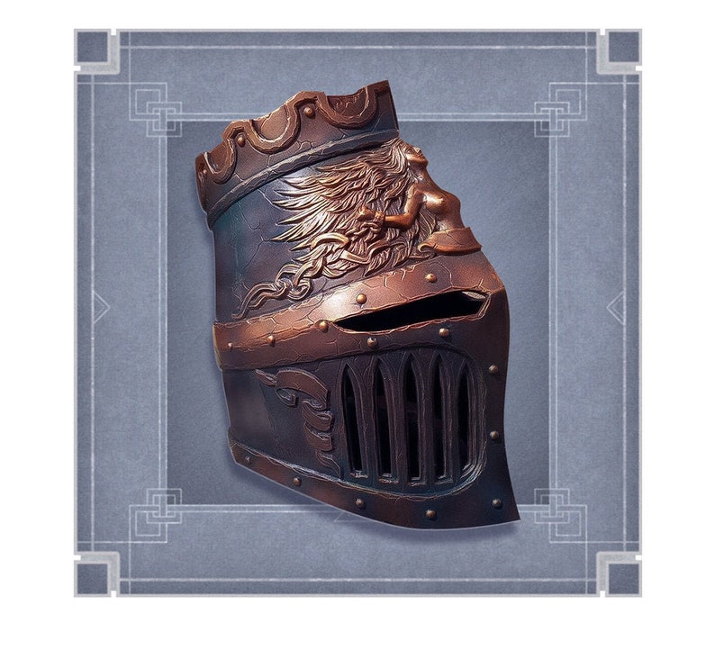 LARP prop helmet Full head armor Knight warrior cosplay costume Face helm Fantasy Armor Paladin helmet