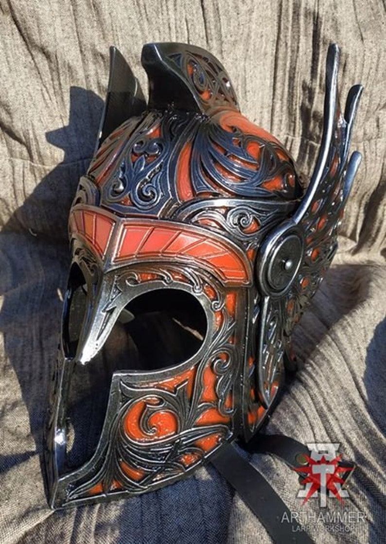 Warrior helmet LARP and Cosplay Head armor Fantasy Knight Etsy