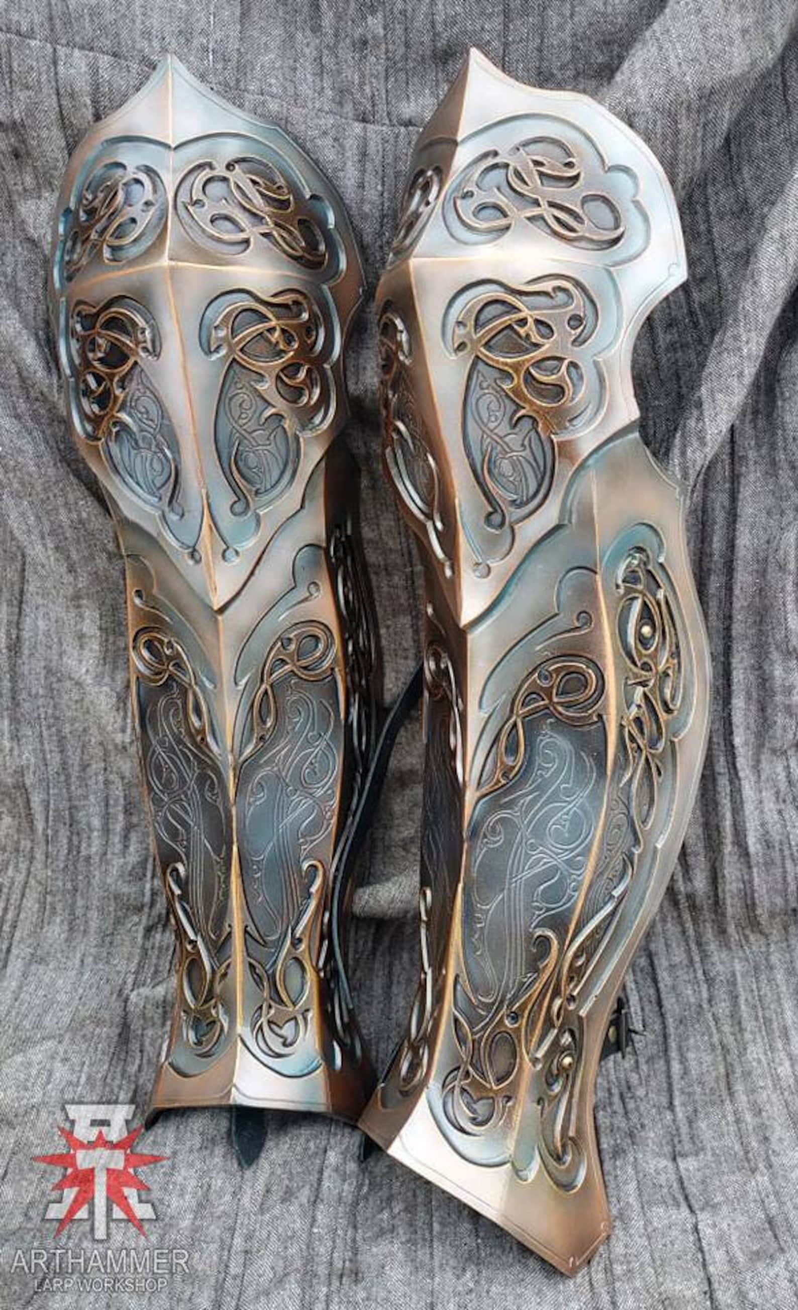 Gothic Knight Leg Armor LARP and Cosplay Greaves Fantasy Etsy