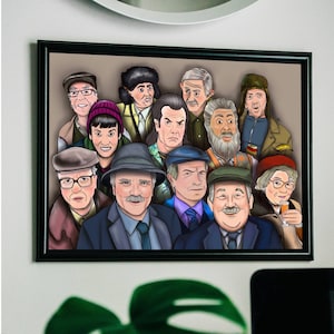 Impresión artística de escuadrón completo de personajes de Still Game / Regalo escocés de Still Game / Patrón de Glasgow / Craiglang / Regalo de Navidad de Still Game / Escocés
