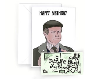 Still game Tam with drawing of a fiver Birthday Card / Tam quote still Game card / Still Game funny gift