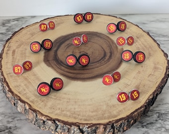 KC, #87, #15 Stud Earrings, Matte and Metallic Red, Stainless Steel and Wood Studs, Gifts for Her
