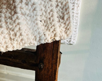 Crochet cream baby blanket