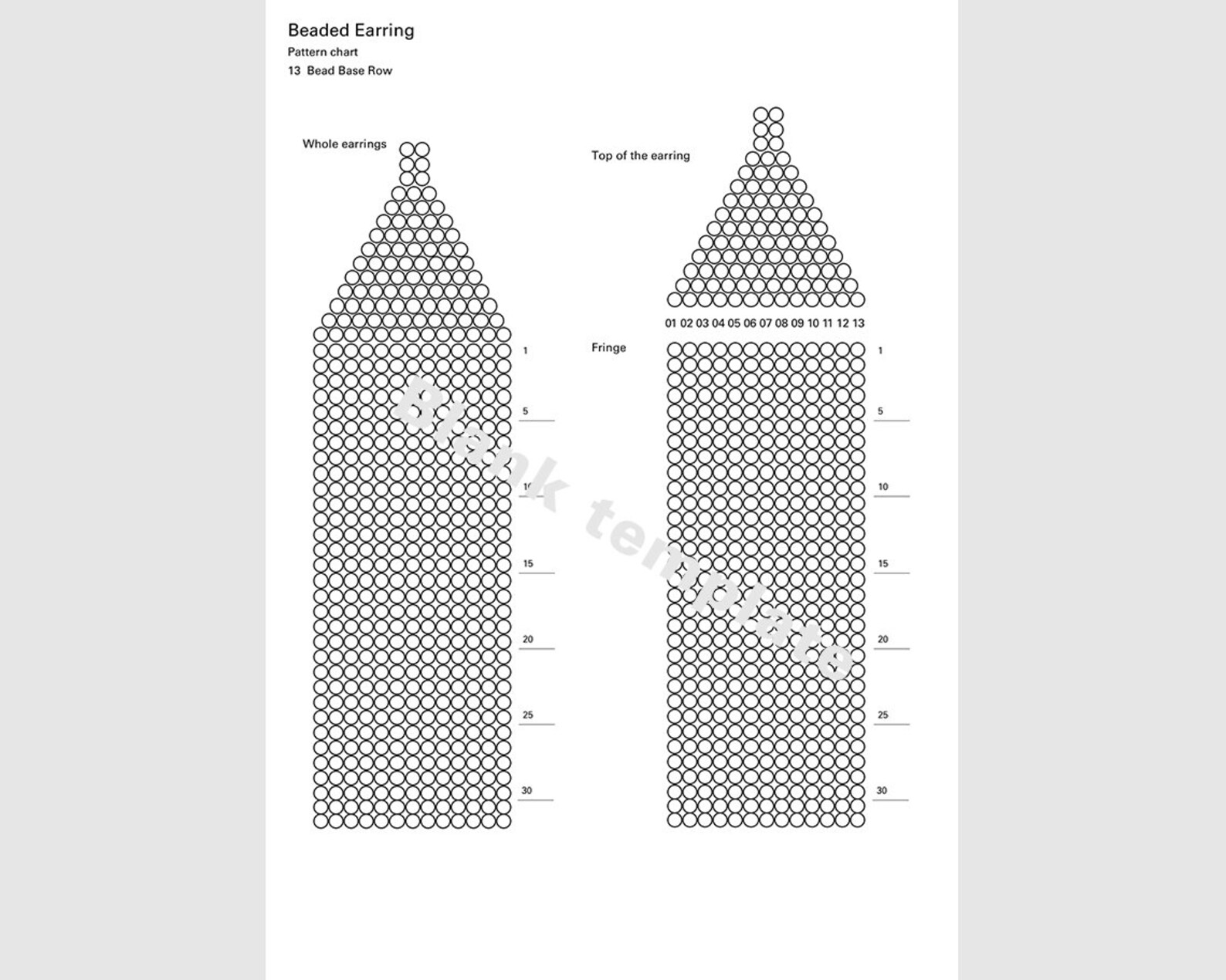 13 Bead Base Row Template / Nine Different Blank Templates for Beaded ...