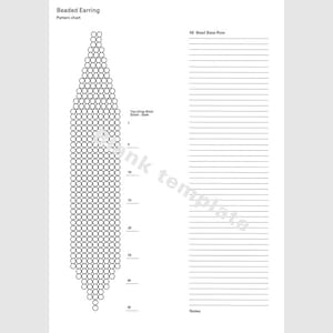 May include: A black and white beaded earring pattern chart with 38 rows of beads. The chart is labeled "Beaded Earring" and "Pattern chart".