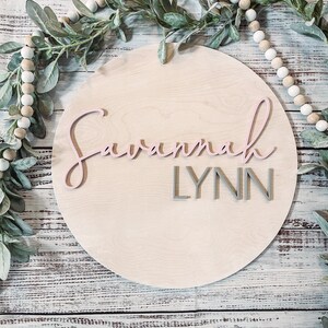 12-24 inch, Nursery name round sign, round nursery name sign, baby shower, nursery decor, round plaque, wooden sign, 3D crib sign, custom