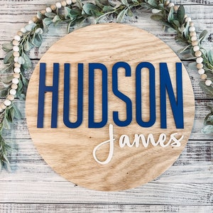 12-24 Inch, Nursery name round sign, Round nursery name sign, Baby shower, Nursery decor round plaque, Wooden sign, 3D crib sign, Custom