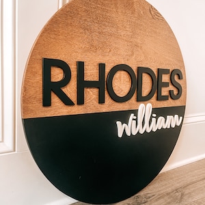 12-24 Inch, Nursery name round sign, Round nursery name sign, Baby shower, Nursery decor round plaque, wooden sign, 3D crib sign, custom