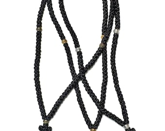 Handmade Coptic Orthodox Prayer Rope Necklace | Knotted Cross | Spiritual Prayer Beads | Monastic Style | 100-Knot Christian Komboskini
