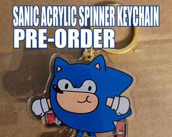 PREORDER Sanic Spinner Acrylic Keychain | Unofficial Fan-Merch