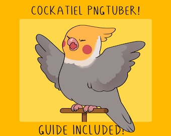 Modelo PNGtuber: Cockatiel // 5 Expresiones / Livestreaming, Veadotube, Twitch, OBS, ETC!