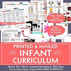 PRINTED BALANCED INFANT curriculum, Full year 52 weeks, with over 1300 activities printed, mailed & delivered to your home