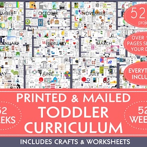 PRINTED BALANCED TODDLER curriculum:  52weeks of conceptual wrkshts, crafts, letters, numbers, colors, shapes, themes, math & more! Jan-Dec