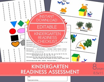 KINDERGARTEN READINESS ASSESSMENT for: toddler, preschool, preK, kindergarten / Daycare / Preschool / Child Care / Home School / Parents