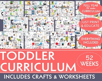 pre k 5 worksheets BALANCED TODDLER CURRICULUM Full year, 52 weeks of conceptual worksheets, crafts, letters, numbers, colors, shapes, themes, math and more!