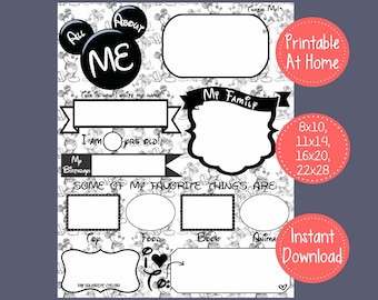 Mickey Mouse All About Me Poster – Keepsake Memory Printable (Digital Download)
