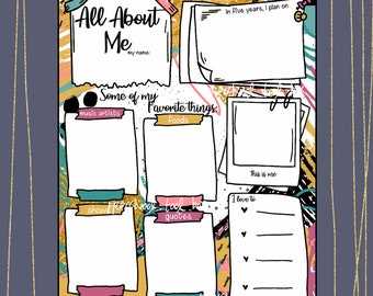 All About Me Poster: Tween/Teen/Adult Wall Art (Digital Download)