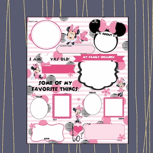 ALL ABOUT ME Minnie themed -Printable in 8x10, 11x14, 16x20, 22x28 -daycare/preschool/student of the month