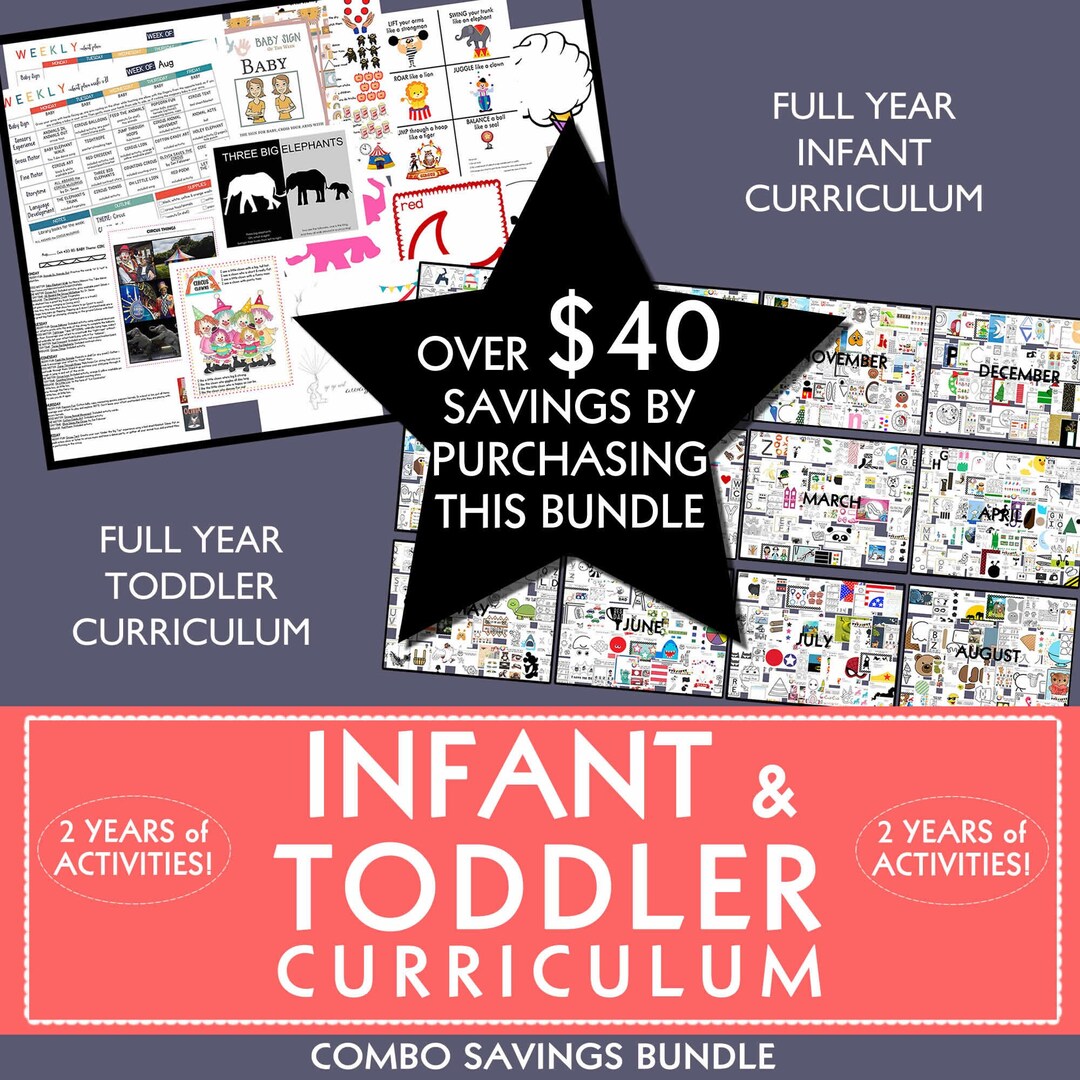 INFANT &amp; TODDLER CURRICULUM Combo, 2 Full Years, 104 Weeks, Worksheets ...