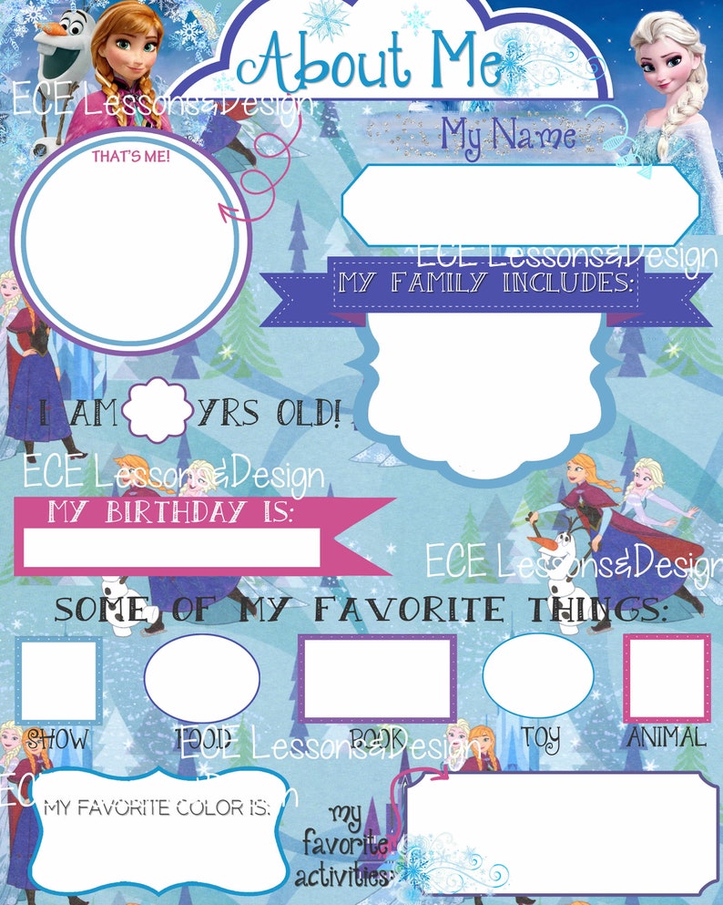 ALL ABOUT ME Frozen Themed Printable in 8x10 11x14 Wall | Etsy