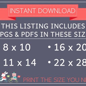 K&ouml;nnte beinhalten: Eine digitale Download-Liste f&uuml;r druckbare Bilder in vier verschiedenen Gr&ouml;&szlig;en: 20,3 x 25,4 cm, 27,9 x 35,6 cm, 40,6 x 50,8 cm und 55,9 x 71,1 cm. Die Liste enth&auml;lt sowohl JPG- als auch PDF-Dateien. Der Text "INSTANT DOWNLOAD" wird in einem roten Banner oben im Bild angezeigt. Der Text "THIS LISTING INCLUDES 4 JPGS & PDFS IN THESE SIZES" wird in wei&szlig;er Schrift auf grauem Hintergrund angezeigt. Der Text "PRINT THE SIZE YOU NEED" wird in wei&szlig;er Schrift auf grauem Hintergrund angezeigt.