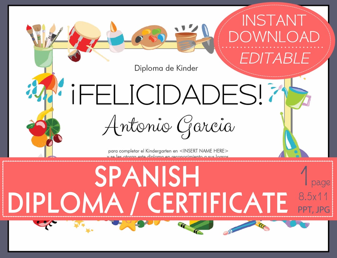 editable-spanish-certificate-diploma-for-graduation-preschool-kindergarten-daycare-child-care-vbs-elementary-graduation-kinder-etsy