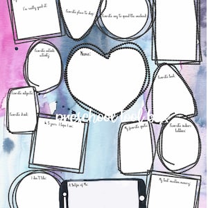 K&ouml;nnte beinhalten: Ein druckbares Vorschul-Werkzeugkasten-Arbeitsblatt mit einem Aquarellhintergrund in Rosa- und Blaut&ouml;nen. Das Arbeitsblatt hat verschiedene Abschnitte, in denen Kinder Informationen &uuml;ber sich selbst eintragen k&ouml;nnen, darunter ihr Lieblingslied, ihre Lieblingssportarten, ihr Lieblingsort zum Einkaufen, ihre Lieblingsart, das Wochenende zu verbringen, ihre Lieblingsf&auml;cher, ihre Lieblingsaktivit&auml;t im Freien, ihr Lieblingsbuch, ihr Lieblingsgetr&auml;nk, ihr Lieblingszitat, ihre Lieblings-Indoor-Hobbys und ihre Ziele f&uuml;r die Zukunft. Es gibt auch einen Abschnitt f&uuml;r ein Selfie und eine beste Urlaubserinnerung.