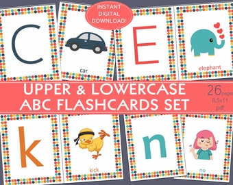Alphabet Flashcards: Uppercase and Lowercase ABC (Digital Download)