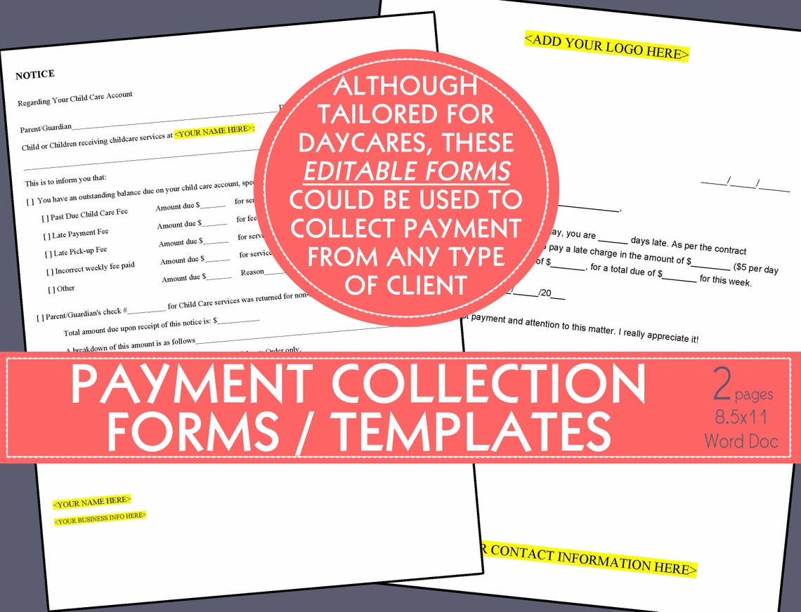 Editable PAYMENT COLLECTIONS NOTICE Forms 2 Different Forms Etsy Editable payment collections notice forms 2 different forms etsy