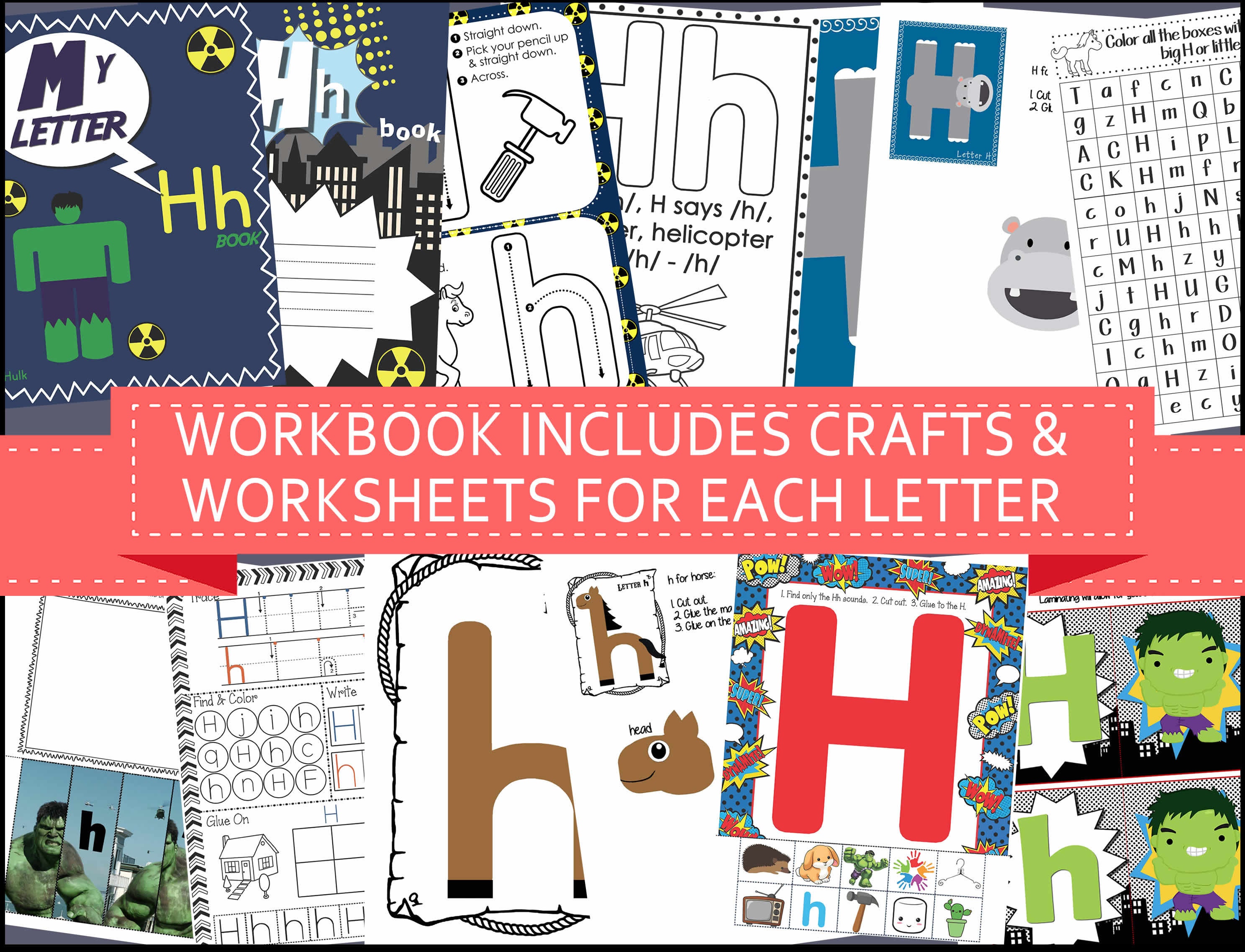Superhero Alphabet Workbook: 260+ Letter Crafts & Worksheets (PDF) - Etsy