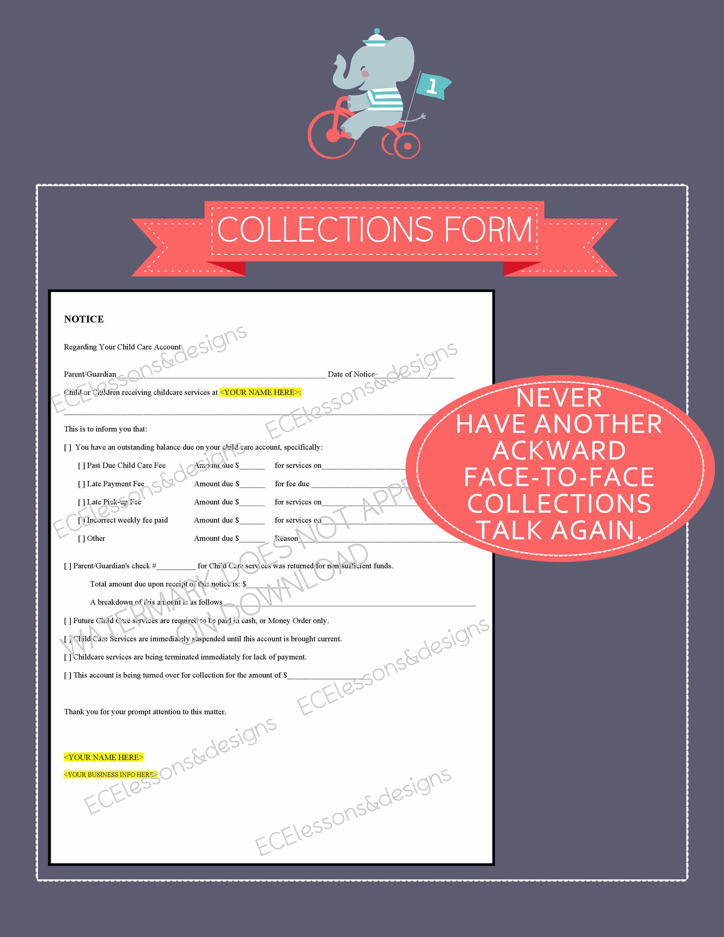 Editable Payment Collection Notice Forms: Small Business Template (word ...