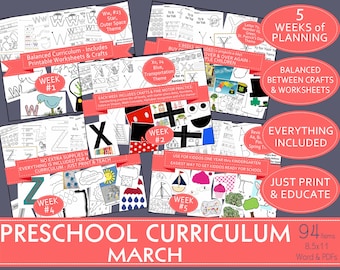 March Preschool Curriculum: 94 Printable Activities (PDF Download)