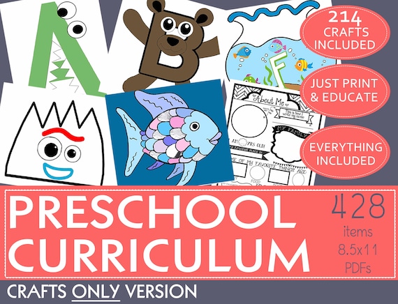 PRESCHOOL CRAFT CURRICULUM; color and b&W; letters, colors, shapes, holidays, and themes!