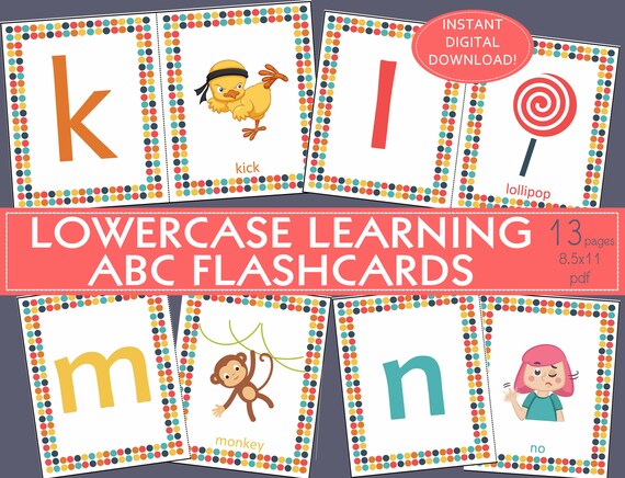Printable Alphabet Flashcards Abc Flashcards Lowercase Etsy