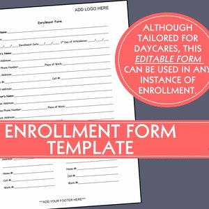 editable ENROLLMENT FORM TEMPLATE