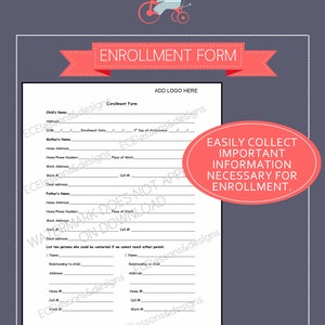 Editable ENROLLMENT FORM TEMPLATE - Etsy