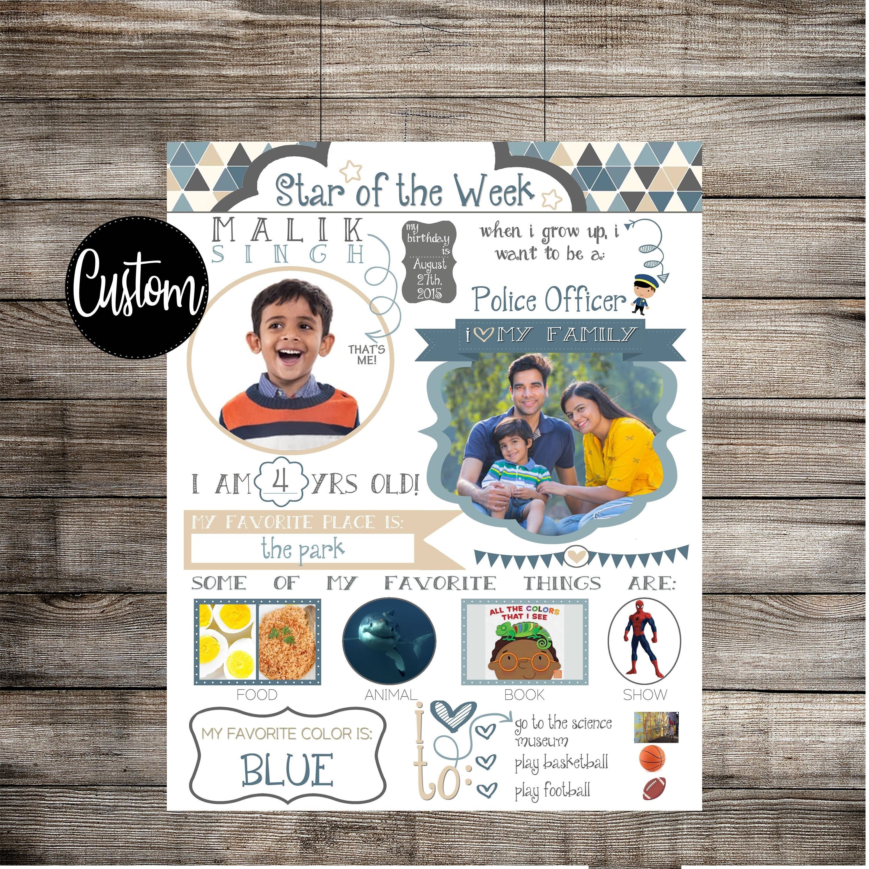 Custom STAR STUDENT POSTER Modern Custom Designed Poster 8x10 11x14 