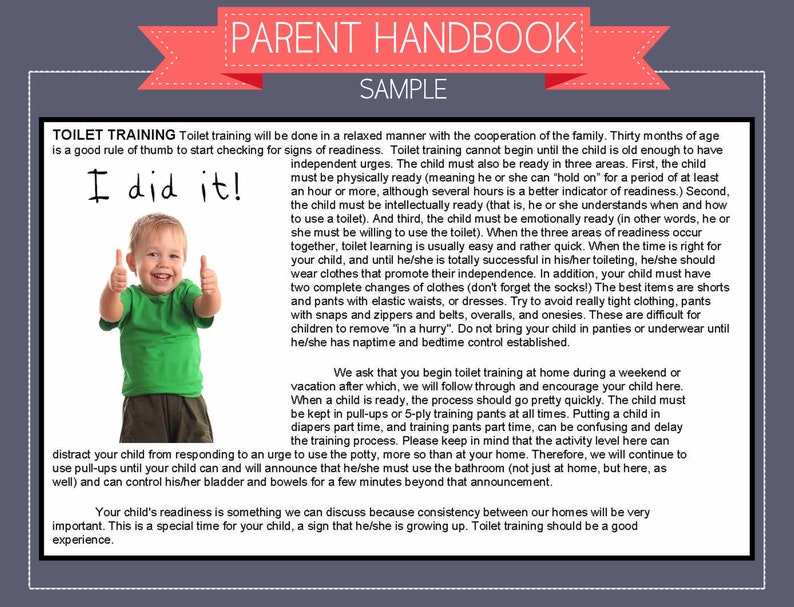 Editable DAYCARE PARENT HANDBOOK Word Doc Policies & Etsy Canada