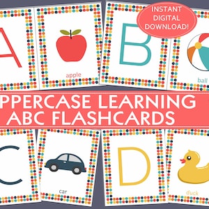 Printable ALPHABET FLASHCARDS, ABC flashcards,Uppercase,Double sided-English A-Z/preschool/daycare/child care/preK/homeschool/decorative art