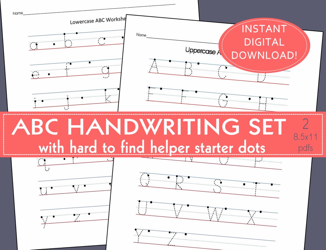 ABC Handwriting Worksheets: Upper & Lowercase Tracing (PDF Download) - Etsy