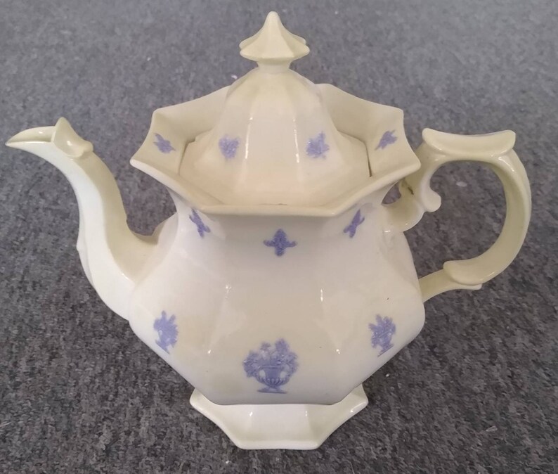 Adderley Bone China Teapot Blue Chelsea Antique Vintage Etsy