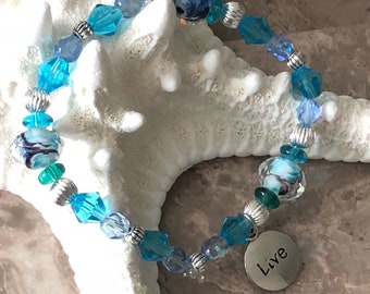 Beaded Bracelet with Live charm