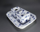 Royal Copenhagen - Blue Fluted Plain 127 - Unique Antique Porcelain Inkwell - Design by by Anrold Krog